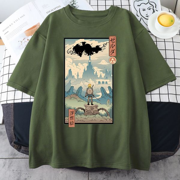 

mens tshirts ukiyoe japanese culture fashion print male tshirt summer cotton clothing round neck breathable casual man t shirts 230323, White;black