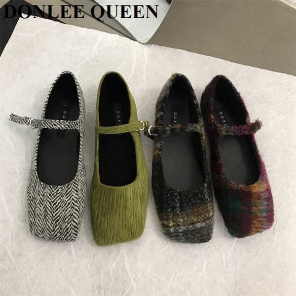 

new spring shoes women flats square toe mary jane shoes casual ballet fashion girls ballerinas japanese style buckle strap mujer 230223, Black