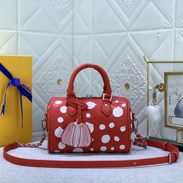 

2023ss x yk shoulder bag designer handbags speedy 20 real leather clutch mini bags yayoi kusama crossbody purse luxury brand ladies crossbod