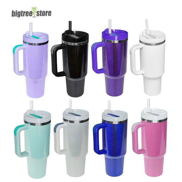 

40oz sublimation glitter tumbler with handle stainless steel big capacity beer mug insulated travel mug keep drinks cold travel coffee mug r