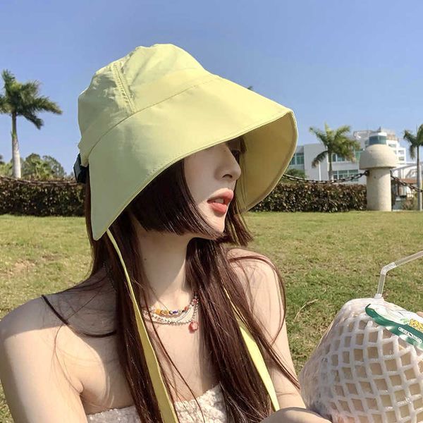 

wide brim hats summer women fashion wide large brim sun hat outdoor beach fisherman cap uv proof sun protection caps lace-up bucket hats g23, Blue;gray