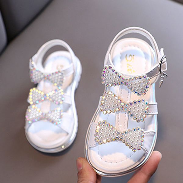 

first walkers girl flat shoes summer fashion children princess bow open toe sandals toddler black csh1331 230323