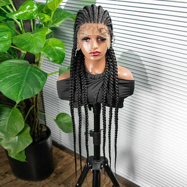 

online selling wig full lace braid headset 11-6 braids wig230323, Black