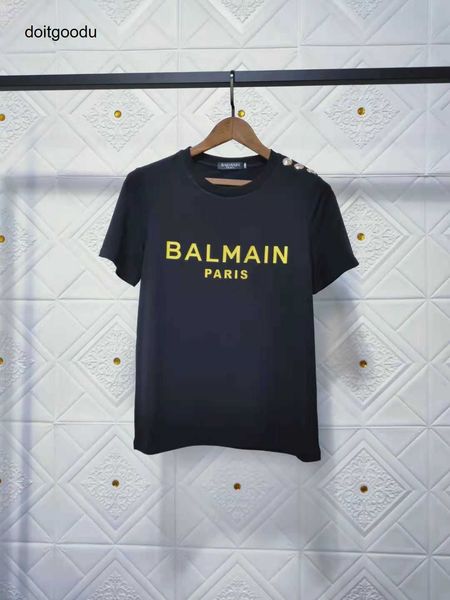 

blmain spring summer 2023 new star same shoulder button stamping letter cotton short sleeve t shirt couple style o1w5, White