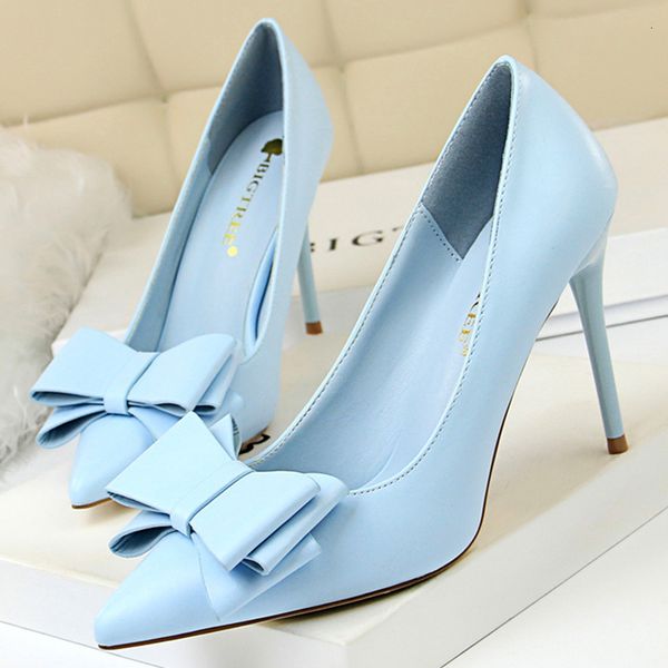 

dress shoes woman fetish 10cm high heels pumps lady blue yellow escarpins stiletto wedding heels prom pleaser butterfly bow party shoes 2303, Black