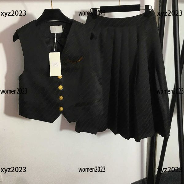 

womens designer clothing skirt set two piece set waistcoat and high waist pleated skirt size s-l new product mar21, White