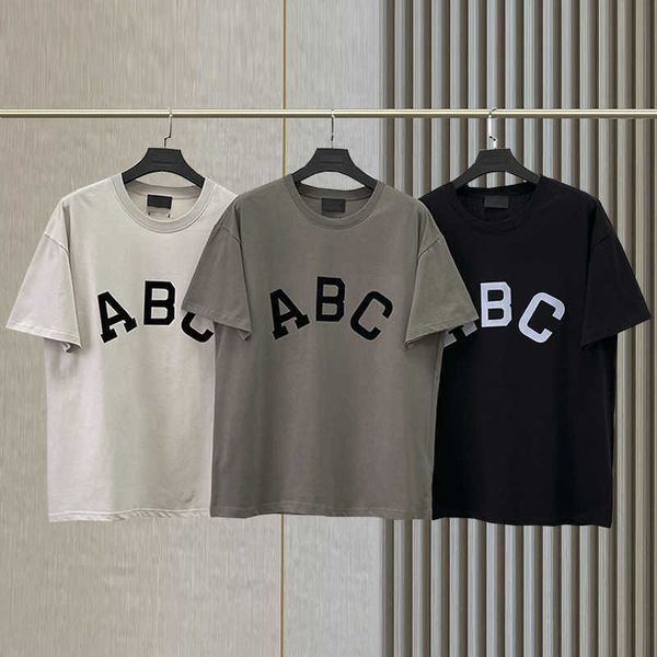

essentialls t shirt for men women fg sport tshirt season abc flocked short sleeve high street fashion couple summer, White;black