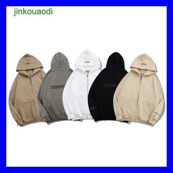 

fear god double thread essen zipper hoodie men's and women's fogg high street loose fashion coat 31fc, Black;brown