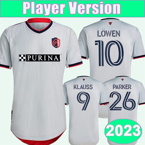 

2023 st.  ouis mens soccer jerseys player version klauss blom lowen parker away football shirts city short sleeve, Black;yellow