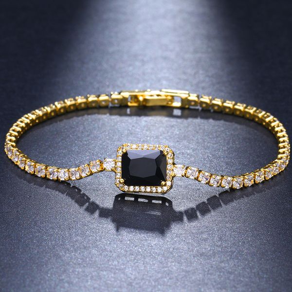 

selling 18k yellow white gold plated bling cz bracelet link chain for girls women party wedding nice jewelry gift, Black