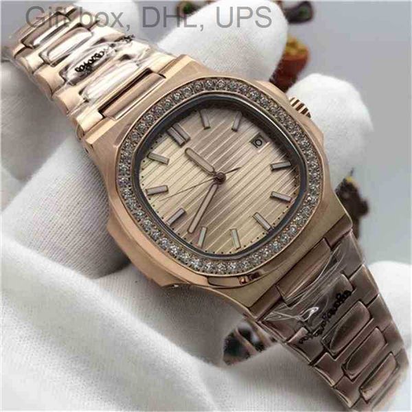 

clour mens watches automatic mechanical nautilus luxury bezel 9 5713 stainless steel strap swiss brands men sports wrist watch gcld, Slivery;brown