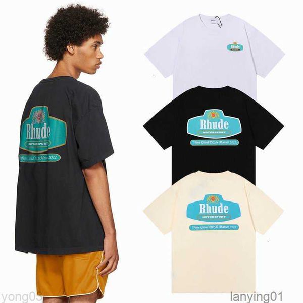 

22s mens rhudes t- shirts designer round t shirt printed men short sleeve casual loose fashion high street, White;black
