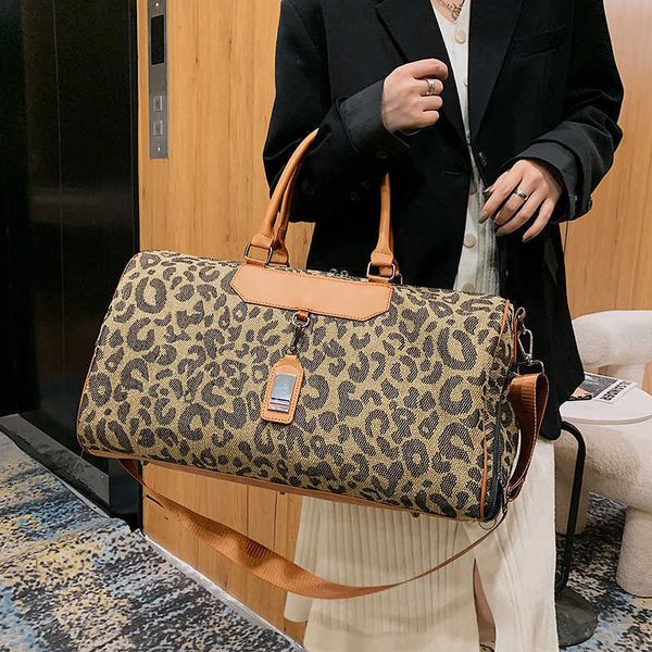 

duffel bags new oxford cloth lightweight one shoulder handbag trend leopard print large capacity business travel dual use short distance bag