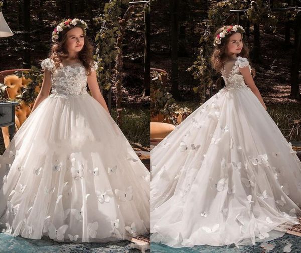 

2021 butterflies little princess formal occasion pageant first communion ball gowns jewel neck beaded cap sleeve flower girl dress2296518, White;blue