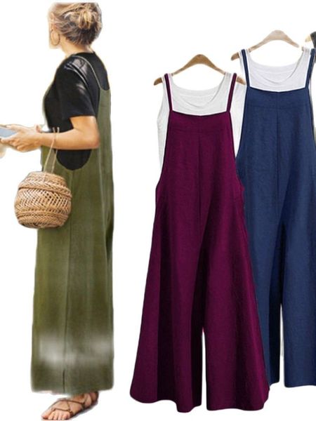 

women's jumpsuits rompers woman jumpsuits spaghtti strap summer wide leggings jumpsuit solid casual sleeveless fashion loose spring lon, Black;white