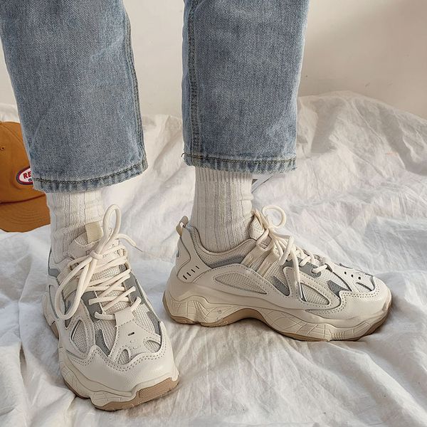 

dress shoes women sneakers fashion mesh chunky sneakers casual shoes autumn reflective comfortable thick sole white dad flats platform shoes, Black