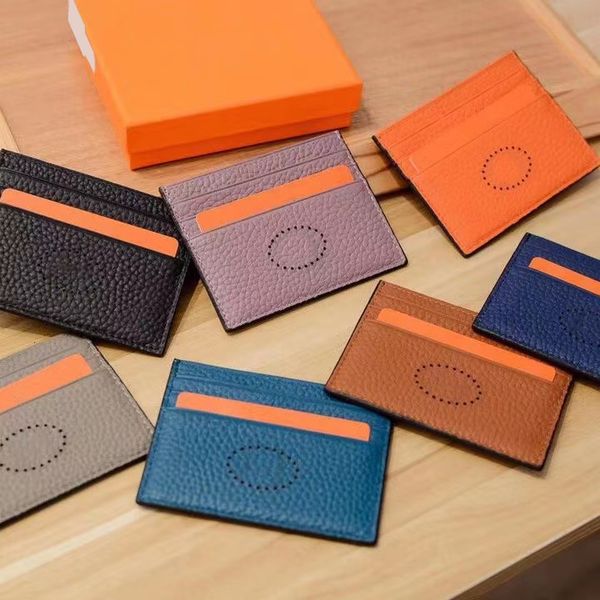 

wholesale seven colors card holder credit card purse luxurys classic business card womens genuine leather clutch mens fashion 7a quality coi, Brown;gray