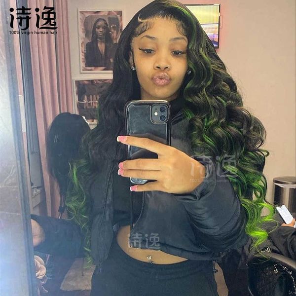 

13 * 4 p1b/green human hairwigs high light lace front human hairwigs 230323, Black