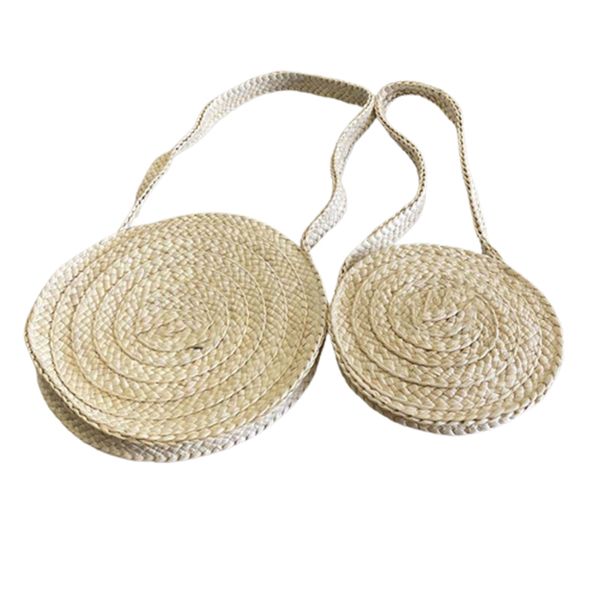 

designer bag women handbag straw woven tote one shoulder crossbody bag circular round purse size 30 or 25cm