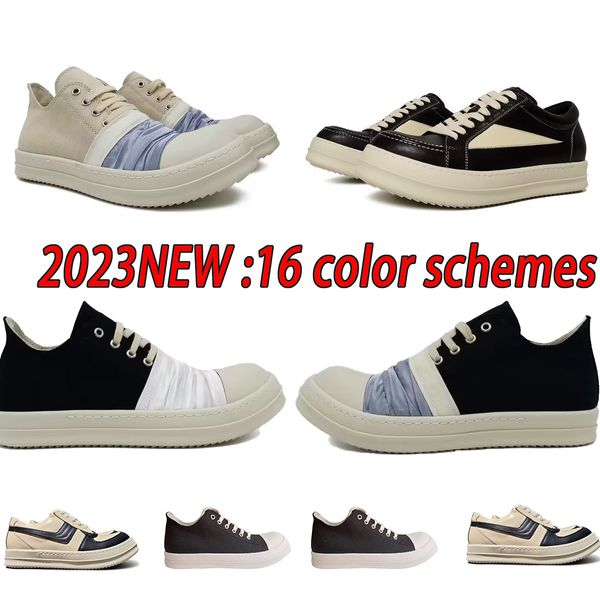 

ro new large inverted casual shoes triangle low rick dark series leather pink round head european and american canvas leather shoes, Black
