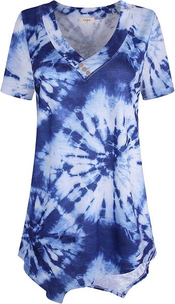 

casual dresses ca kra women's short sleeve v neck flowy tunic summer casual shirts, Black;gray