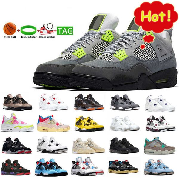 

new og neon women men analyzes basketball shoes jumpman 4s color 4 motosports sneakers trainers sports size 36-47, Black