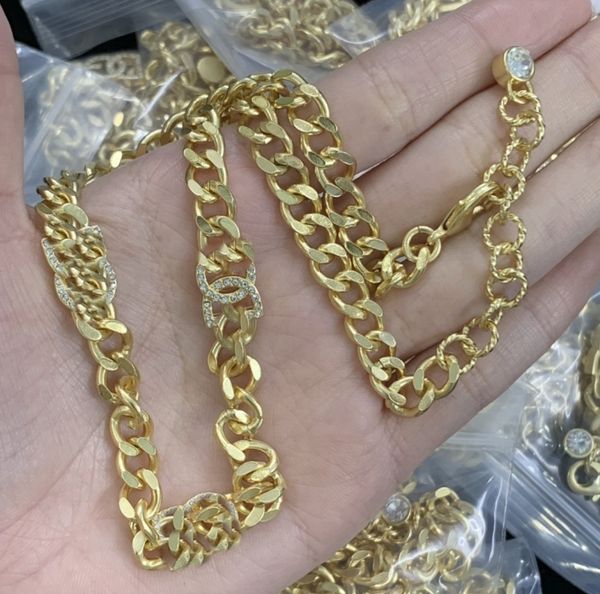 

luxurious designedcuban thick chain necklaces d letter crystal diamonds pendants women's copper ladies girls wedding bride gift designe, Silver