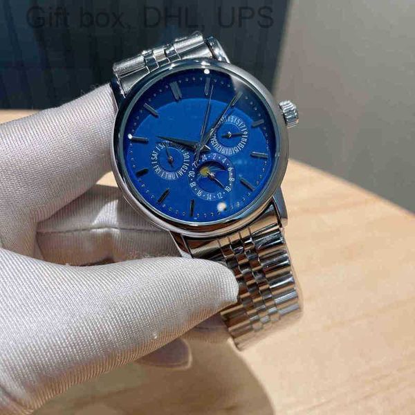 

men's super torque flywheel luxury watches for mens pate philipp fashion fully automatic mechanical baida steel band watchwristwatches, Slivery;brown