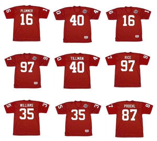 

pat tillman throwback 1998 cardinal football jersey jake plummer ricky proehl simeon rice aeneas williams red size s-4xl, Black;red