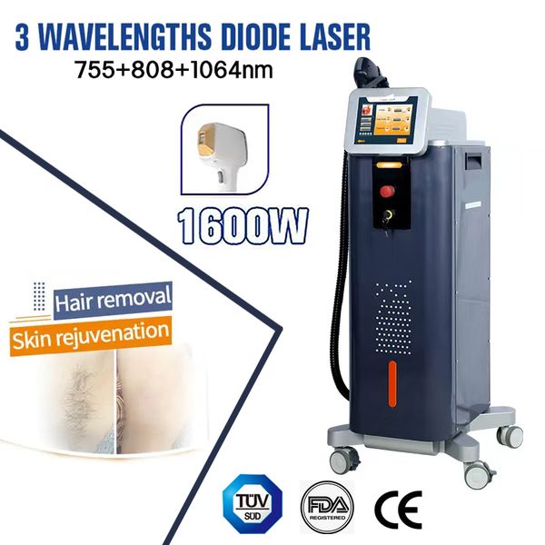 

diode laser machine 755nm 808nm 1064nm ice 3 wavelengths diode lazer 3500w with good cooling system painless hair removal device, Black