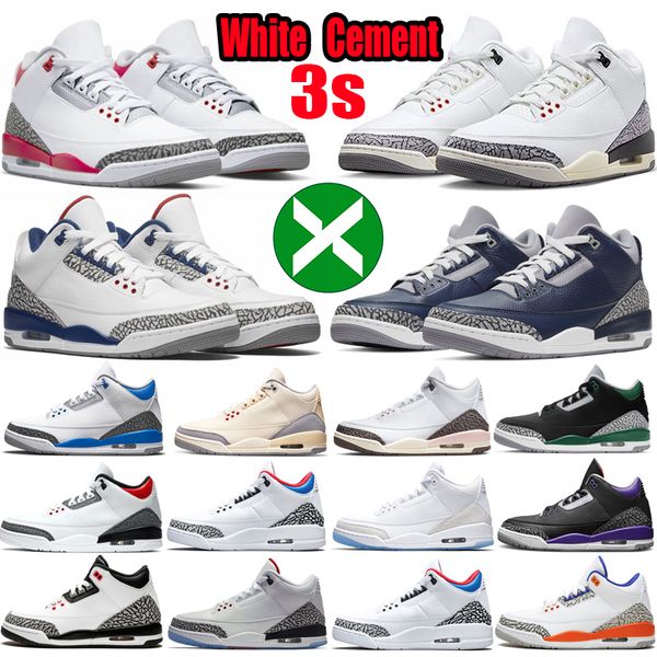 

men basketball shoes jumpman 3 3s sneakers fire red white cement reimagined cardinal dark pine green unc rust pink cool grey mens sports tra