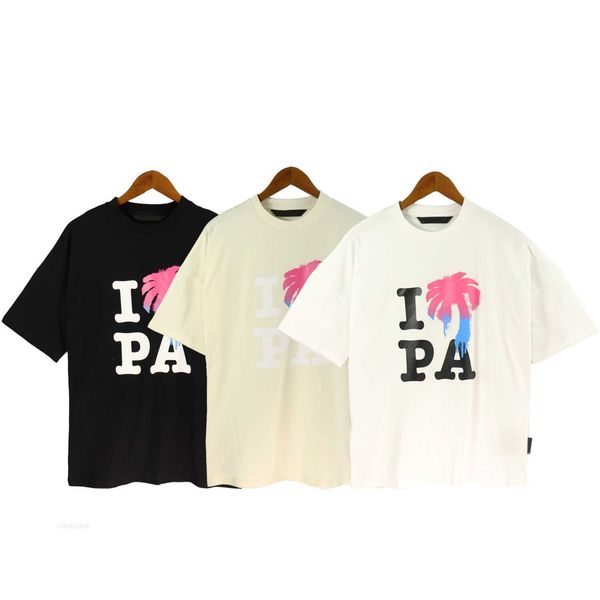 

23ss men's t-shirts chao brand angel letter direct spray printing short sleeve t-shirt palm tree net red youth spring and summer 2023, White;black