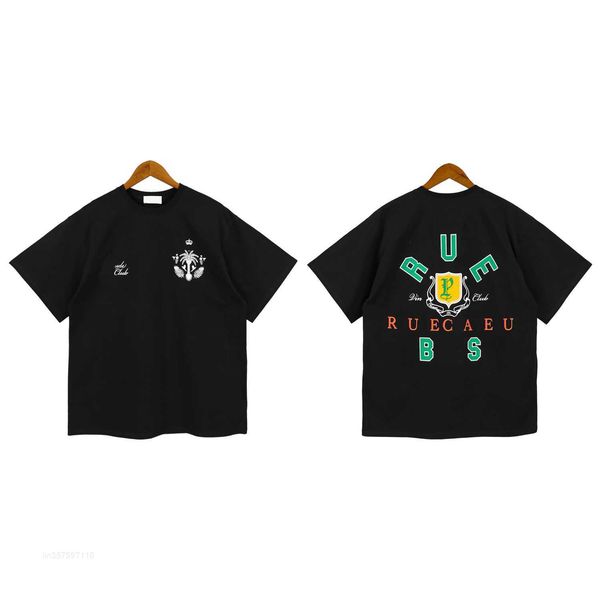 

2023s summer mens t-shirts womens rhuds designers for men letter polos embroidery tshirts clothing short sleeved tshirt large tees dfir, White;black