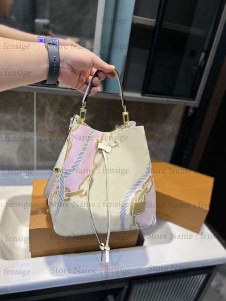 

neonoe shoulder bucket bag blended fabrics white damier azur ropes chains printed designer luxurys handbags bags crossbody bag leather monog