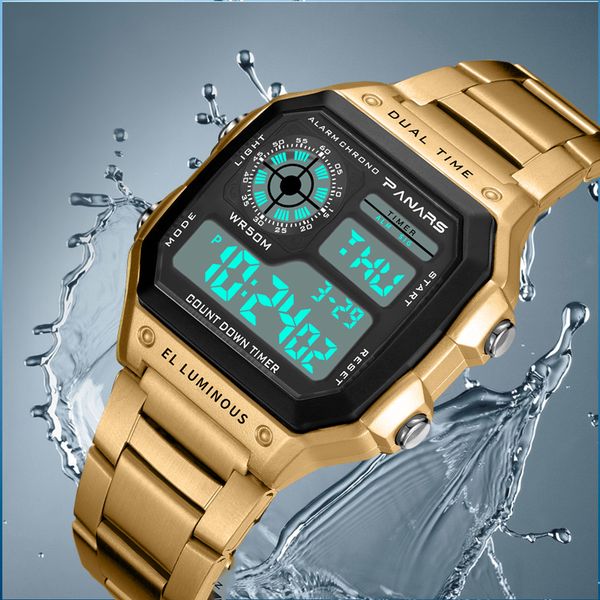 

wristwatches synoke business men 50m waterproof stainless steel digital wrist watches brand luxury mens clock relogio masculino wacth 230323, Slivery;brown