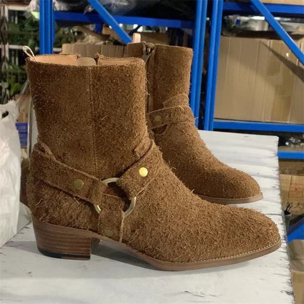 

long suede leather customized handmade slp boots catwalk paris show wedge denim booties, Black