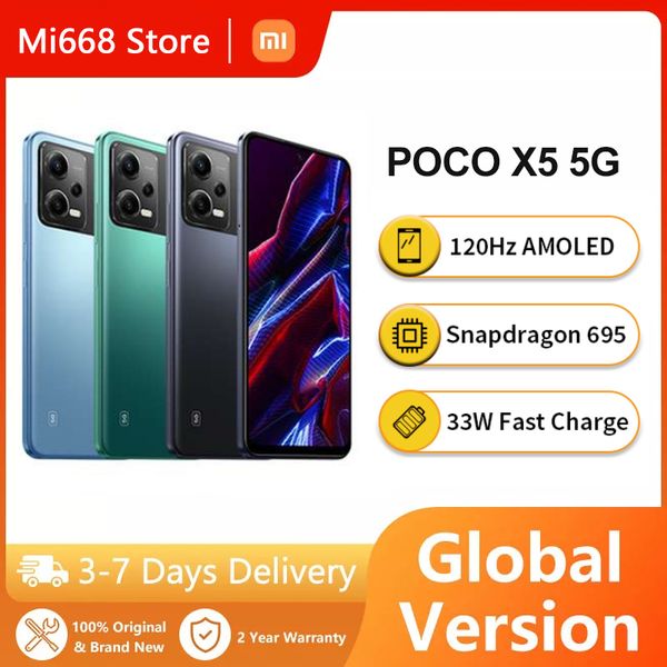 

xiaomi poco x5 5g smartphone 128gb/256gb 6.67"120hz amoled dotdisplay snapdragon 695 octa core nfc 33w 5000mah battery