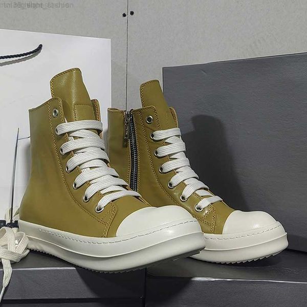 

high rick men's causal shoes ro owens yellow sheepskin with women's sneakers, Black