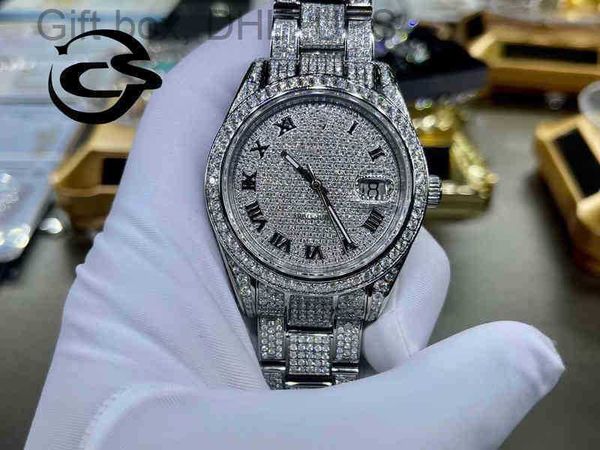 

out private zircon luxury crystal customized oem lab watch men women iced ice cube arabian skeleton vvs moissanite diamond sez5, Slivery;brown