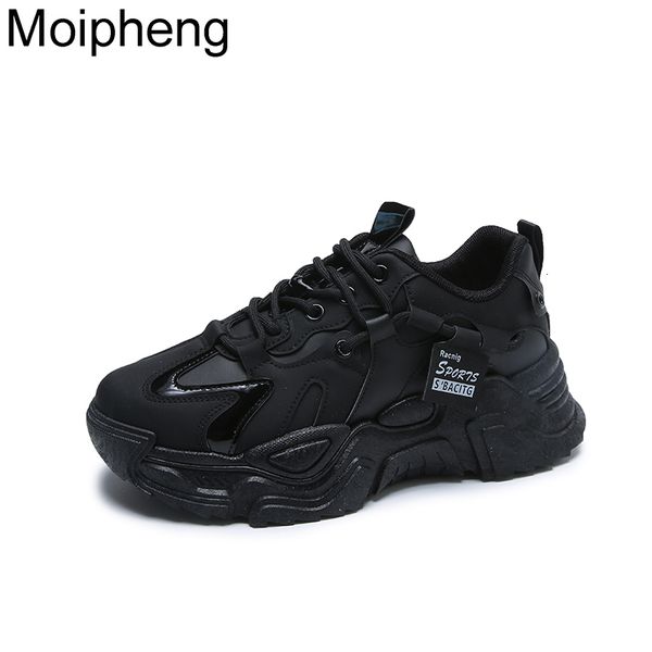 

dress shoes moipheng pu platform shoes women casual shoes breathable outdoor thick sole chunky sneakers zapatillas mujer 230323, Black