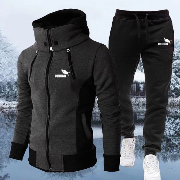 

men's tracksuits autumn men's tracksuit hoodie sets men brand sportswear hoodiessweatpant 2 pieces winter warm clothing sweatshirt, Gray