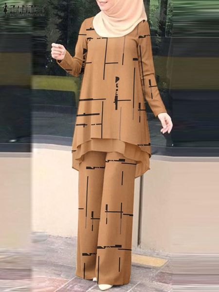 

ethnic clothing autumn floral tracksuits zanzea bohemian female blouses elastic waist pantsuits women casual printed matching sets oversizd, Red