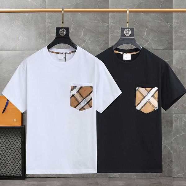 

summer short sleeved t shirt men women sweatshirt burb short sleeved tshirt designer plaid round neck tshirts mens cotton pullover tee, White;black