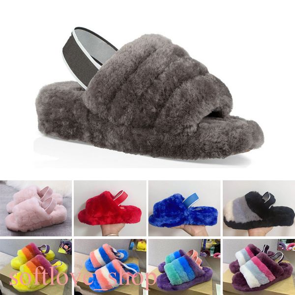 

womens slippers shoes fur slides classic ultra mini platform boot suede wool blend comfort winter designer booties 35-40 uggitys, White;red