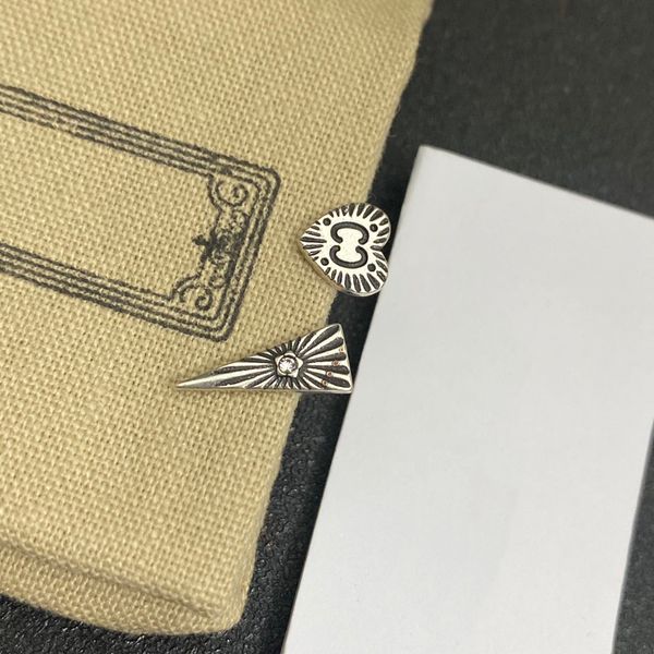 

vintage brand stud earrings luxury designer earring pentagram rectangle triangle heart jewelry women valentine party gifts, Golden;silver