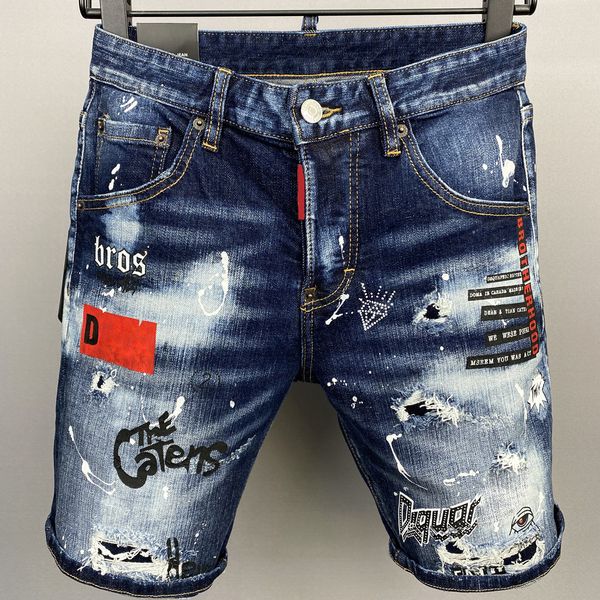 

dsq dsquare mens short jean stree pants mens luxury designer denim short men denim short pant d2 mens summer embroidery pants fashion holes, Blue