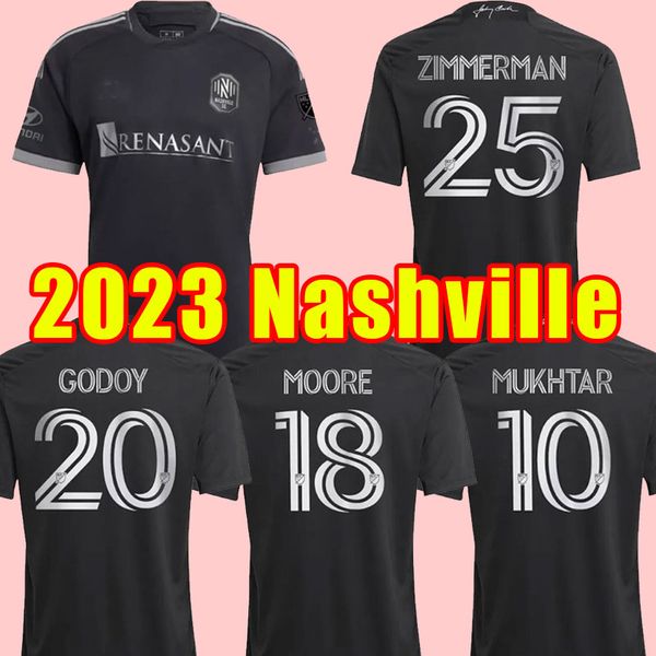 

2023 2024 nashville sc soccer jerseys mukhtar leal zimmerman bunbury zubak picault mccarty godoy mls home away 23 24 football player fasn ve, Black;yellow