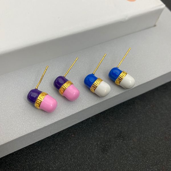 

fashion brand m letter designer stud fashion capsule gold earrings purple pink blue white for women valentine's day party jewelry gift, Golden;silver