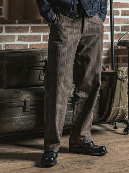 

men's pants bronson 1920s pinstripes working class men vintage gentlemen suit trousers 230324, Black