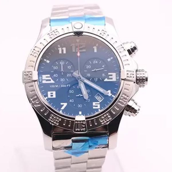 

watches men black dial ss watch avenger seawolf chronograph quartz battery sports mens dress wristwatches, Slivery;brown